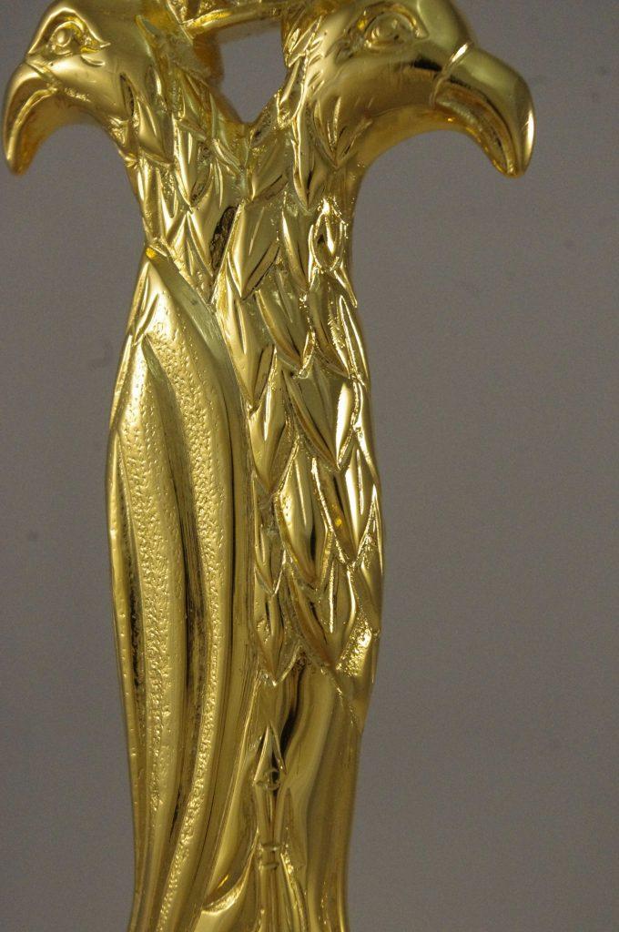 luxury_letter_opener_tsarist_eagles_by_kostylo_atelier High-quality, handcrafted golden handle depicting an imperial eagle, representing a letter opener by kostylo atelier